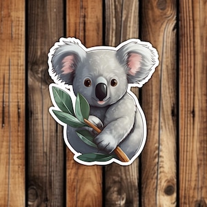 Cute Koala Waterproof Vinyl Sticker Realistic Style Aesthetic Animal Decal for Phone Laptop or Water Bottle