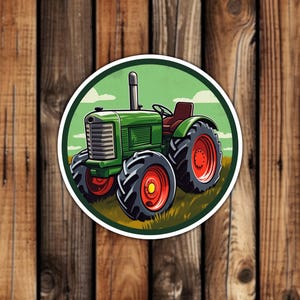 Realistic Green Tractor Vinyl Sticker Realistic Style Traditional Aesthetic Farm Machinery Decal for Phone Laptop or Water Bottle