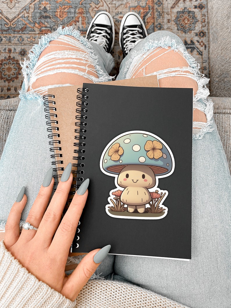 Cute Mushroom Floral Waterproof Vinyl Sticker Artistic Nature Mycology Fungi Cottagecore Aesthetic Decal for Laptop Phone or Water Bottle image 7