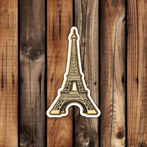 Gold Eiffel Tower Sticker Artistic Style Travel Sticker Paris France Architecture Aesthetic Decal for Phone Laptop or Water Bottle