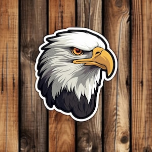 Bald Eagle Vinyl Sticker Cartoon Style Aesthetic Bird Nature Animal Waterpoof Decal for Phone Laptop or Water Bottle