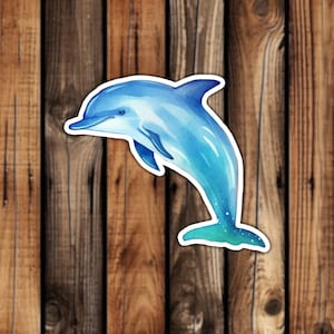 Cute Watercolor Dolphin Vinyl Sticker Artistic Style Ocean Florida Animal Aesthetic Pastel Nature Decal for Phone Laptop or Water Bottle