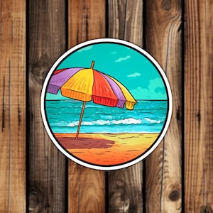 Summer Beach Vinyl Sticker Outdoor Ocean Vacation Aesthetic Florida Waterproof Decal for Phone Laptop or Water Bottle