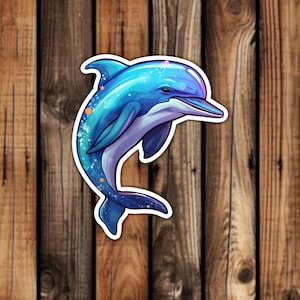 Cute Colorful Dolphin Vinyl Sticker Artistic Style Ocean Florida Animal Aesthetic Pastel Nature Decal for Phone Laptop or Water Bottle