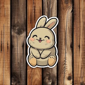 Cute Happy Bunny Sticker Vinyl Easter Bunny Animal Decal for Phone Laptop or Water Bottle
