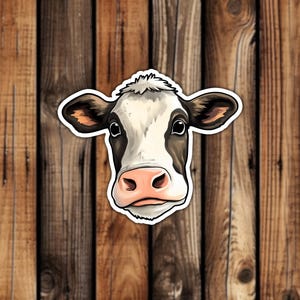 Realistic Cow Sticker Vinyl Black and White Farm Animal Decal for Phone Laptop or Water Bottle