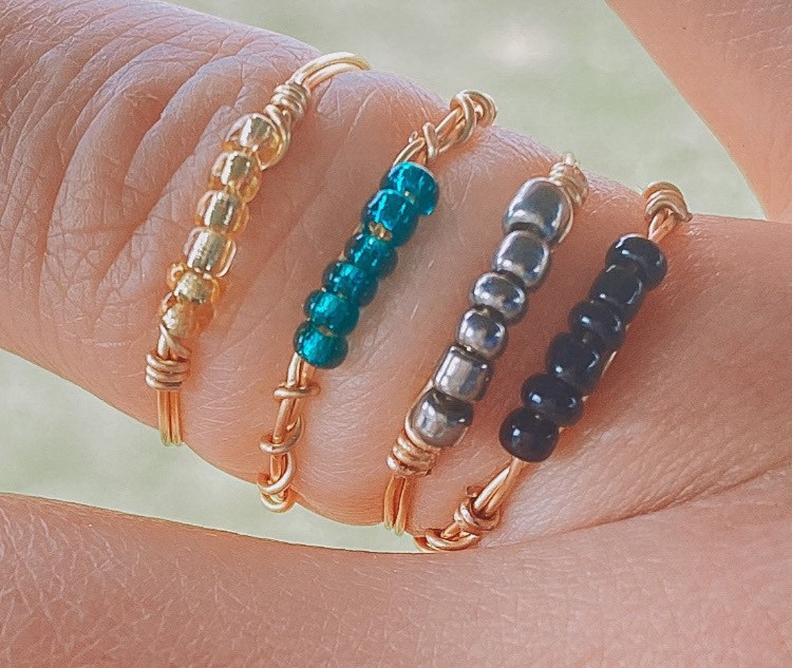Seed Bead Ring Gold Wire Etsy