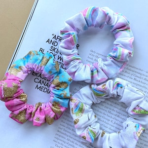 Handmade mini cotton scrunchies set of 3, unicorn scrunchies, gifts for her, kids scrunchies, mini cotton scrunchies