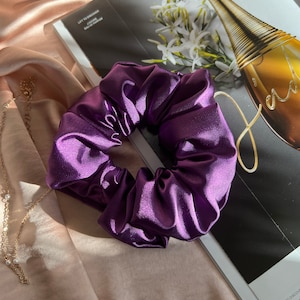 Chouchou en satin violet, grand chouchou en satin, cheveux en soie, chouchou en satin soyeux, chouchous cadeaux de demoiselle d'honneur