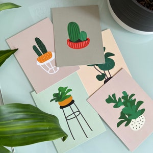Pakket met 5 ansichtkaarten | planten liefdeskaarten | Set ansichtkaarten plantenmoeder | Kamerplanten | Vetplantenkaarten | Postkaartenpakket | Plantenprint