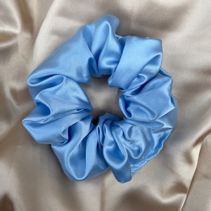 Large blue satin scrunchie, silky satin scrunchie, bridesmaid proposal box, gift for her, birthday gifts, satin hair accessories