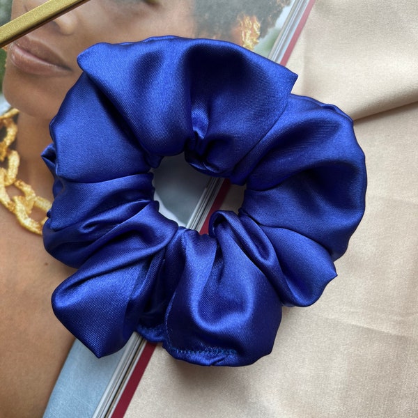 Blueberry royal satin scrunchies  | Large scrunchies | Satin scrunchies royal blue | Silky satin scrunchies | Blue scrunchie | Silk hair