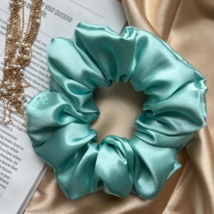 Teal satin scrunchies | Large scrunchies | Satin scrunchies blue | turquoise satin scrunchies | bridesmaid scrunchie proposal box