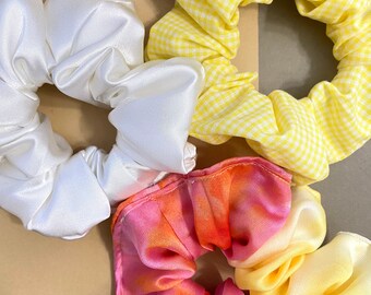 Silk satin scrunchies SET | Satin scrunchies | Hair accessories | Bridesmaid gift | Cotton scrunchies | Scrunchies set