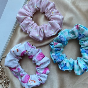 Mini cotton scrunchies set for girls, scrunchies set, butterflies scrunchies, gifts for her, kids scrunchies, birthday gift for her