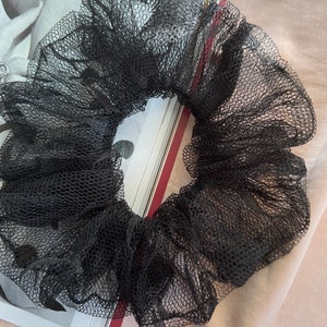 Schwarzes Tüll Scrunchie Doppellagiges Haargummi süßer Haarschmuck Metallic Haargummi dünner elastischer Scrunchy Gothic Scrunchies Bild 6