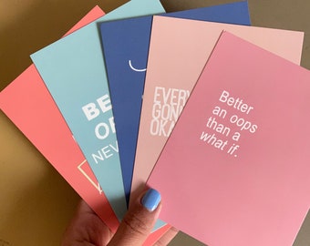 Niedliches Postkarten Set, Postkarte Wanddekoration, Affirmation Postkarte, Schreibtischdekoration, Mini-Wanddekoration, Selflove Karten, 5er Set