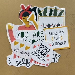 Coleção Saúde Mental | Pacote de adesivos de autocuidado | Adesivos de saúde mental | Adesivo de vinil à prova d&#39;água | Adesivos de afirmações positivas