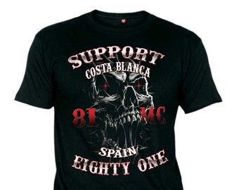 Hells Angels Big Red Machine Slim Scull Support81 Black T-Shirt