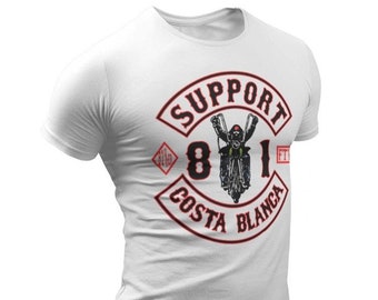 Hells Angels Biker White T-Shirt Support81 Big Red Machine