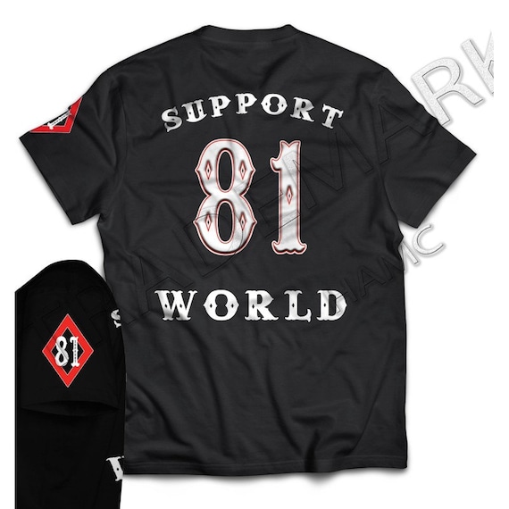 Hells Angels Biker Black T-shirt Support 81 Big Red Machine Front