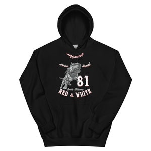 May include: Black hooded sweatshirt featuring a graphic of a pit bull dog, the text "Support your local 81 Red & White" and the words "Costa Blanca" in smaller font.