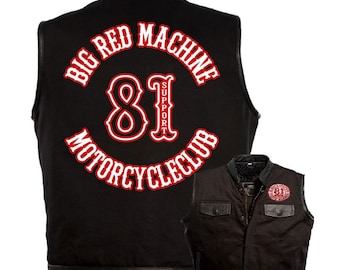 Hells Angels Support81 MC Denim - Leather Vest Big Red Machine - Etsy