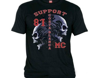 Hells Angels Tribal Sculls Black T-Shirt Support81 Big Red Machine