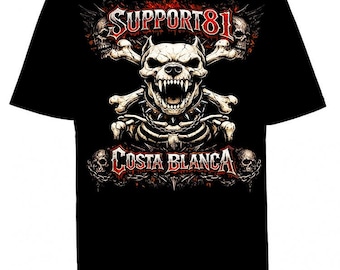 Hells Angels Pitbull Bones  Black T-Shirt Support81 Big Red Machine