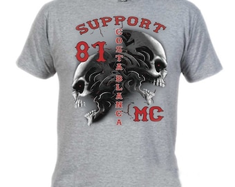 Hells Angels Tribal Sculls Grey T-Shirt Support81 Big Red Machine