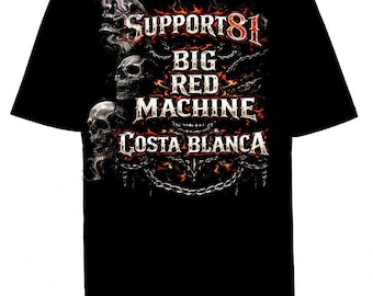 Hells Angels Scull Chains  Black T-Shirt Support81 Big Red Machine