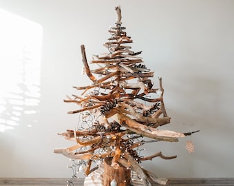 1 m (40") Driftwood medium Christmas tree. Natural applied art. New Year in eco style. No tree was harmed. Drift & Weathered wood art.