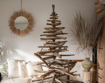Large 1,5 m (60")Driftwood Christmas tree. Natural applied art. Happy New Year in eco style. No tree was harmed. Drift & Weathered wood art.