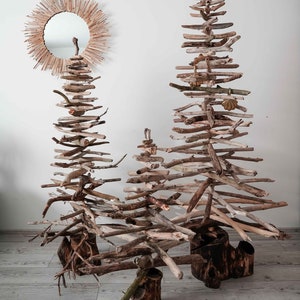 Large 1,5 m (60&quot;)Driftwood Christmas tree. Natural applied art. Happy New Year in eco style. No tree was harmed. Drift & Weathered wood art.