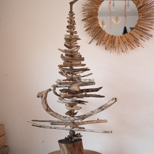 Big 1,25 m (50&quot;) Driftwood Christmas tree. Natural applied art. Happy New Year in eco style. No tree was harmed. Drift & Weathered wood art.