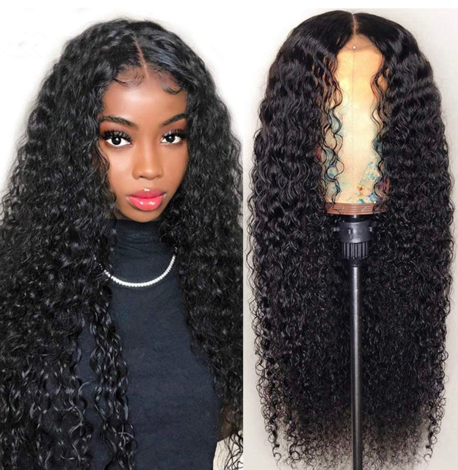 22 inch Deep Curly Lace Closure Wig Etsy