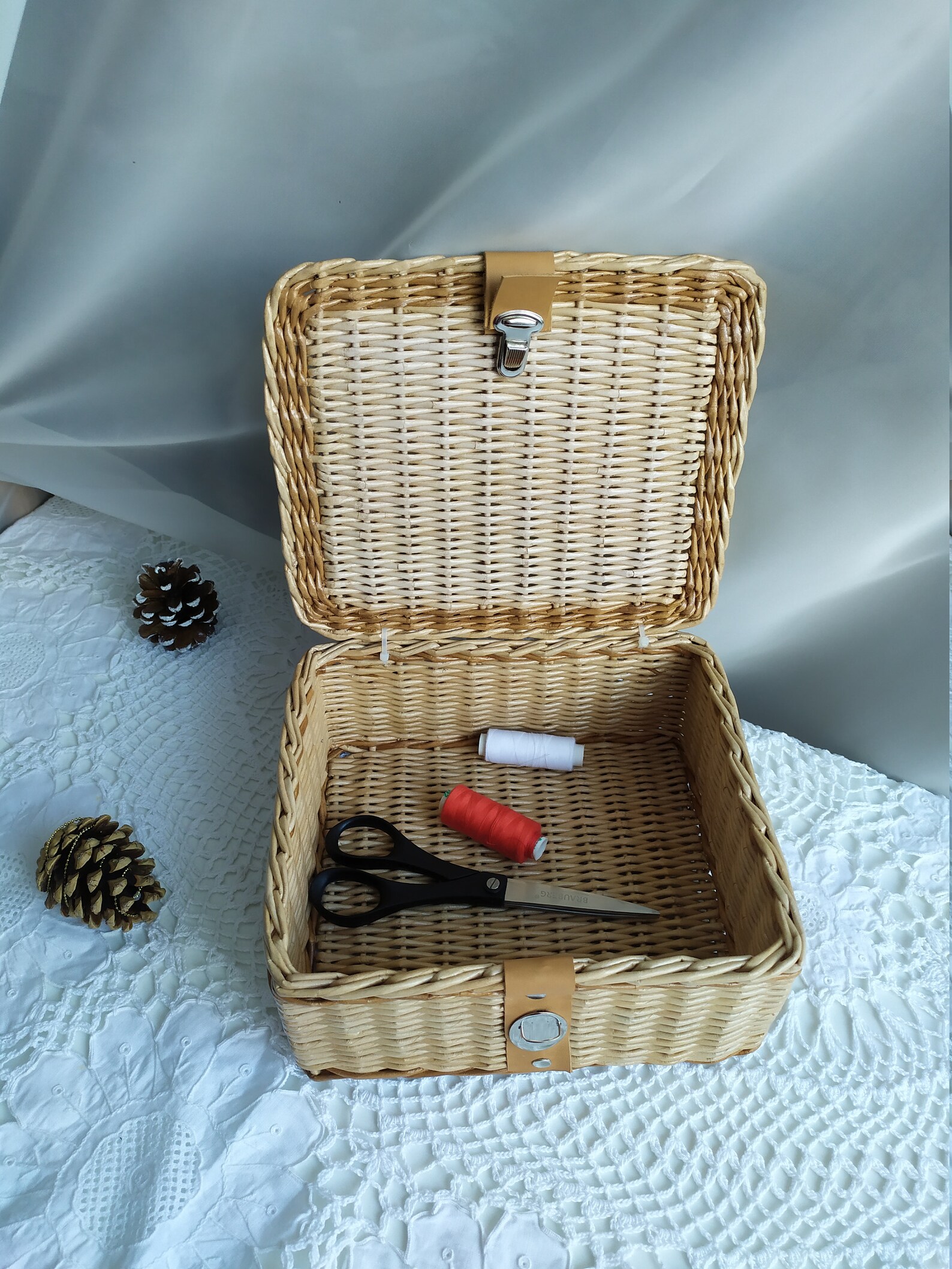 Rectangular Wicker Box with Lid and Lock Handmade Wicker Etsy