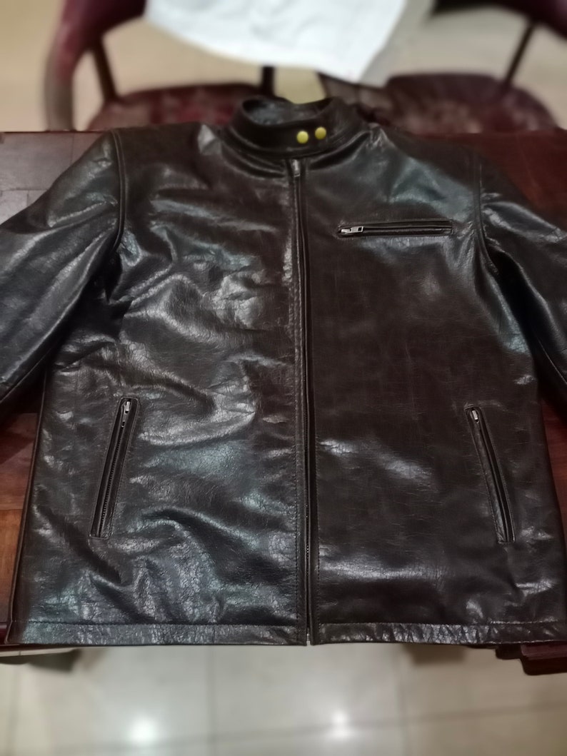 High quality Wholesale H-D Men/'s Cafe Racer Leather Jacket S-3XL