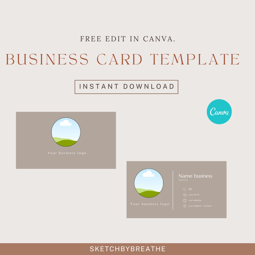 Business Card Template Editable Canvas Business Card Etsy