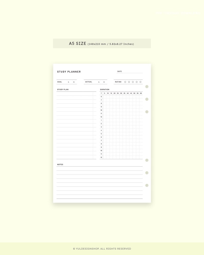 Study Planner A5 | Printable Planner Inserts | Student Daily Study ...