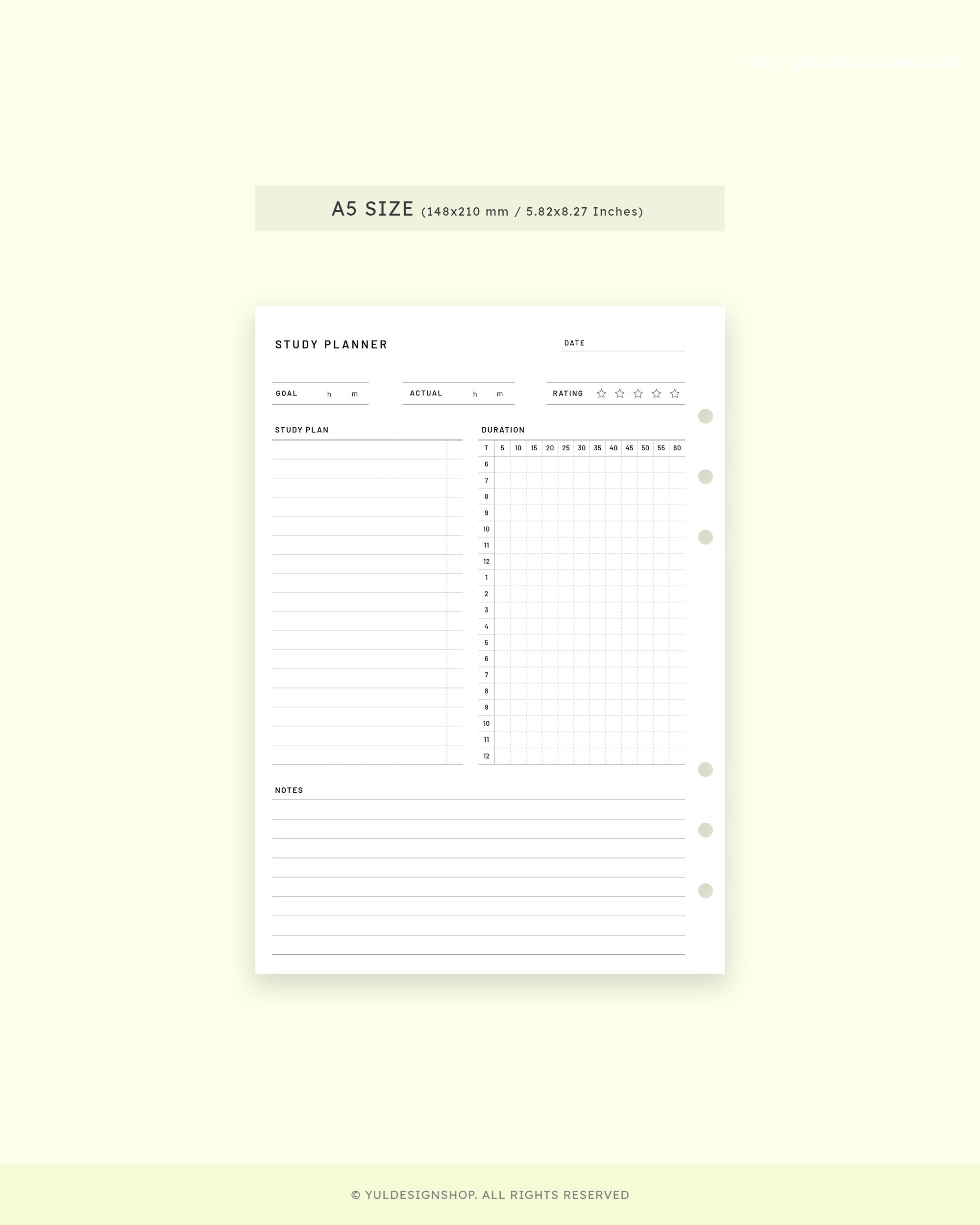 Study Planner A5 | Printable Planner Inserts | Student Daily Study ...