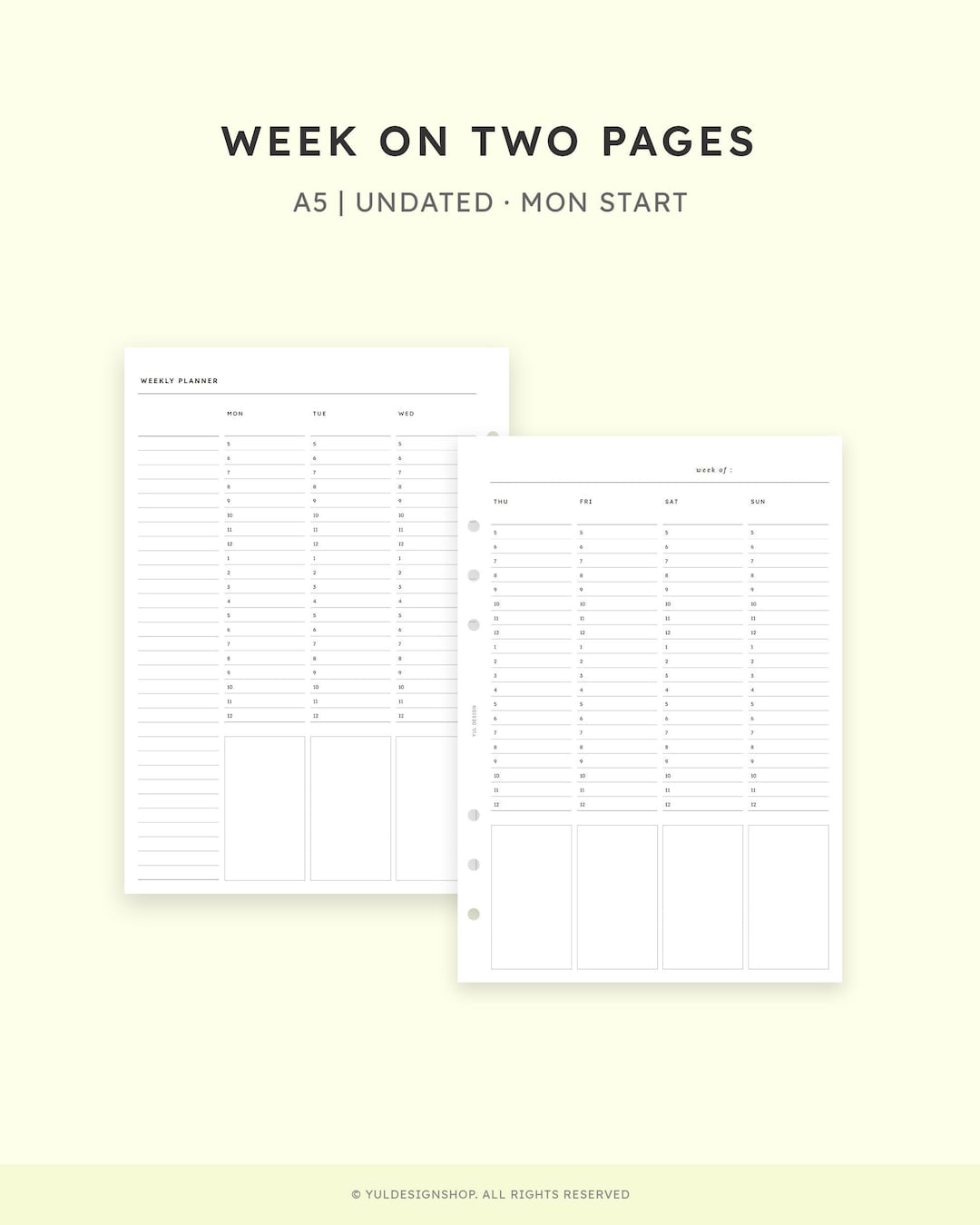Undated Weekly Planner | Weekly Schedule | Week on 2 Pages | Printable ...