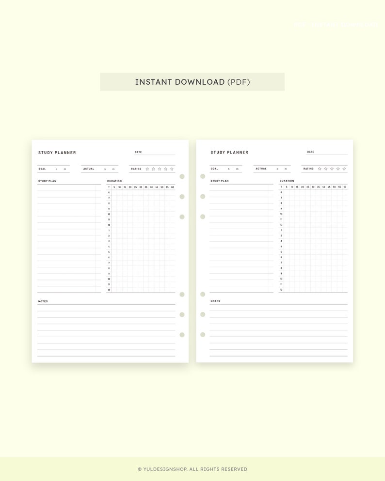 Study Planner A5 | Printable Planner Inserts | Student Daily Study ...