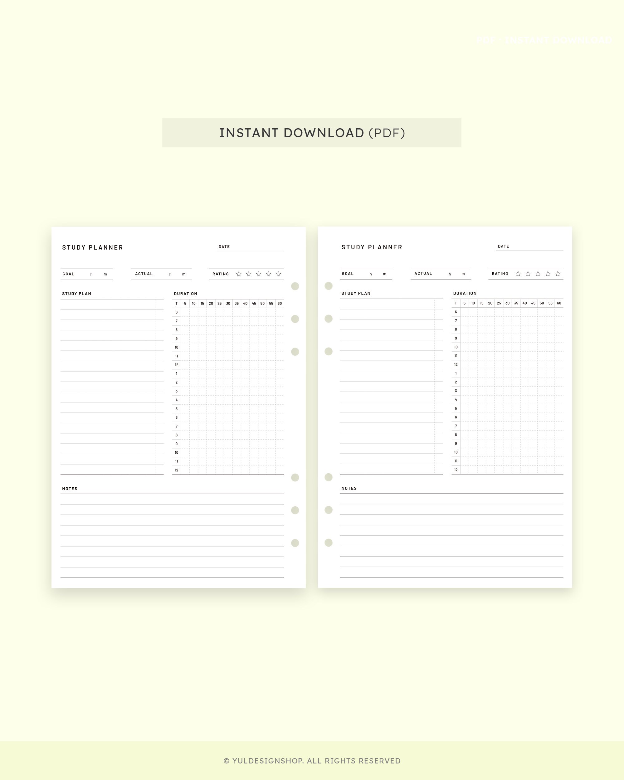 Study Planner A5 | Printable Planner Inserts | Student Daily Study ...