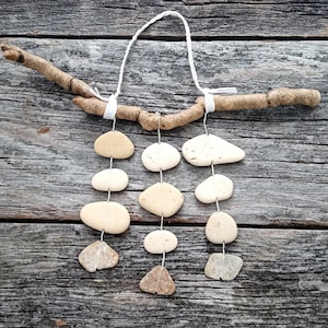 beach mobile , coastal wall art , ceramic hanging , sea pottery