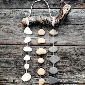 beach mobile , coastal wall art , ceramic hanging , sea pottery