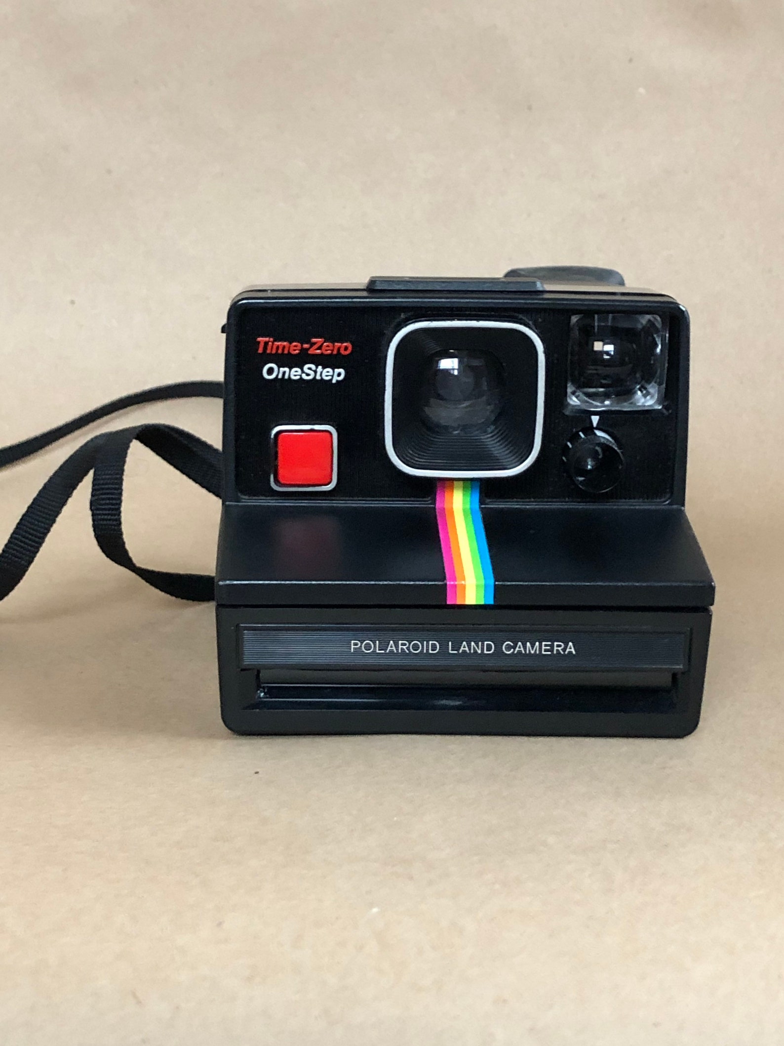 Polaroid Land Camera Time Zero Onestep Black Rainbow Strip Etsy New