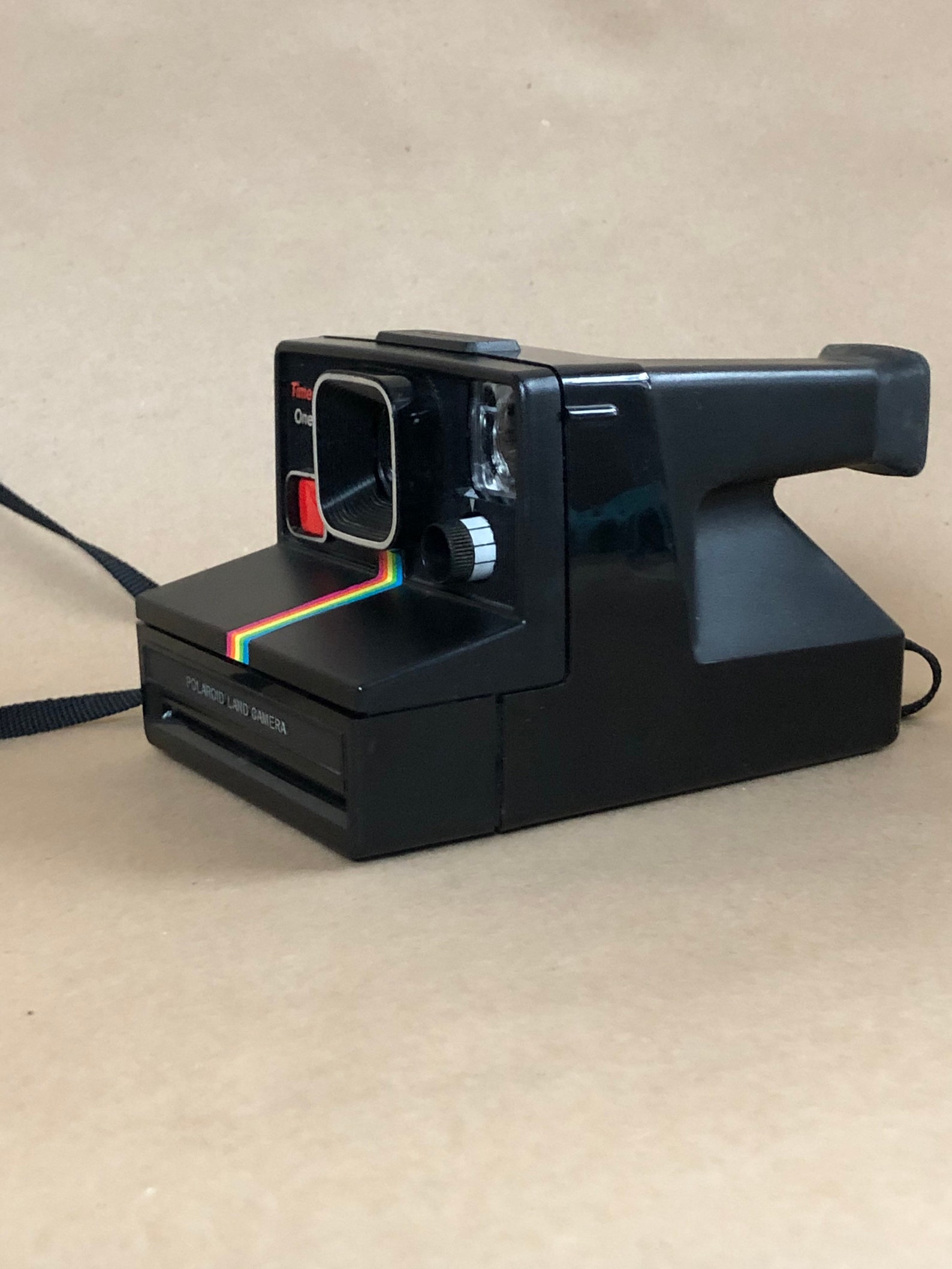 Polaroid Land Camera Time Zero Onestep Black Rainbow Strip Etsy New