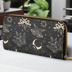 Celestial Snakes and night Moth Zipper Wallet