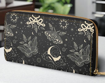 Celestial Snakes and night Moth Zipper Wallet